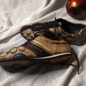 Coach Brown and Gold Women's Sneakers